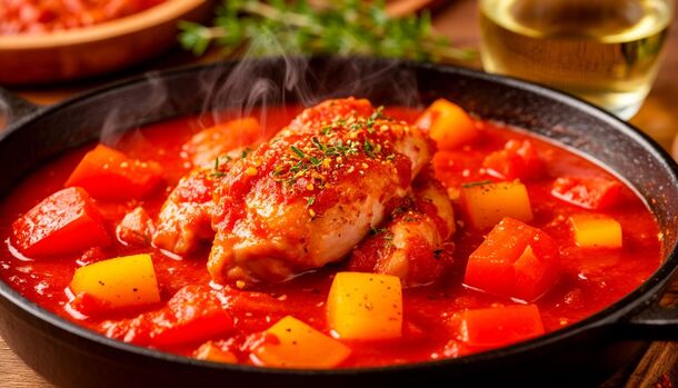 A Simple, One-Skillet Chicken Dinner That’s Packed with Rich Veggie Sauce