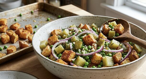 Crispy, Tangy, and Loaded: The Only Authentic 1-Pan Rustic Potato and Pickle Salad You Need Tonight