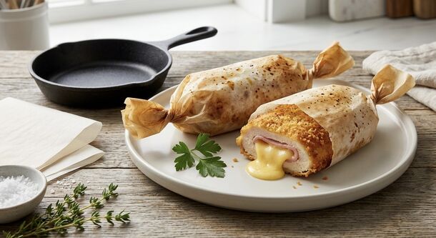 No Mess, No Oil! The Brilliant "Clean Kitchen" Secret for the Perfect Crispy Cordon Bleu