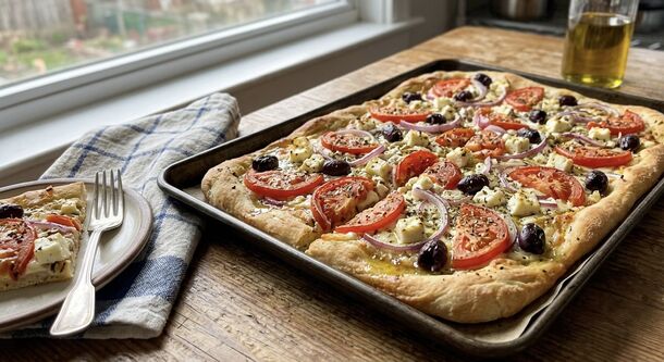 Skip the Delivery and Bake This Vibrant Greek Village Pizza Instead