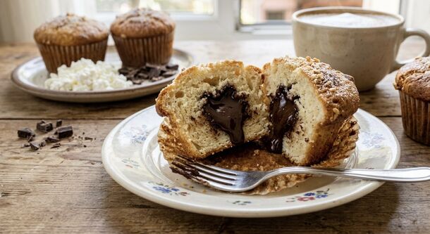 These Bakery-Style Gluten-Free Cottage Cheese Muffins Hide a Rich Chocolate Center