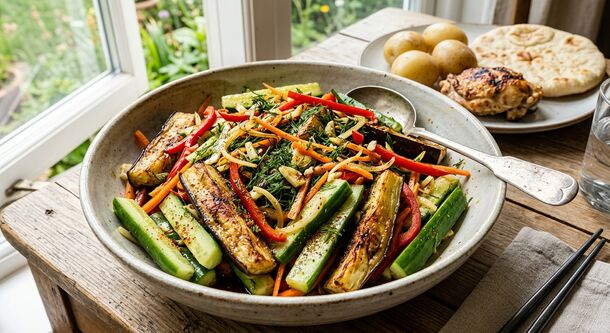 Korean-Style Eggplant & Cucumber Salad: The Cold Summer Side You'll Crave
