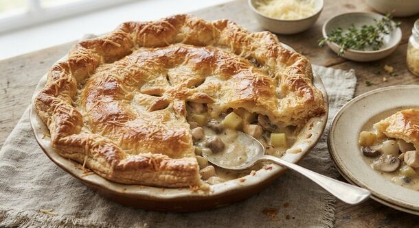 Treat Yourself to This Creamy Chicken and Mushroom Julienne Pot Pie
