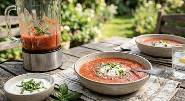 The Perfect Summer Refresher: 10-Minute Blender Tomato and Basil Soup