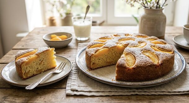 The Juiciest Peach Cake You Can Make With a Can of Fruit and a Cup of Semolina