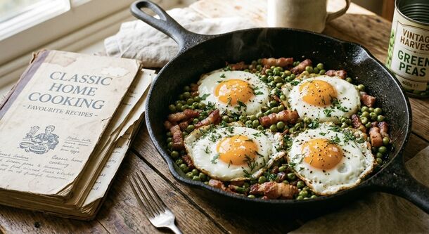 The Vintage Cookbook Breakfast Trick That Upgrades Everyday Fried Eggs with a Humble Can of Peas