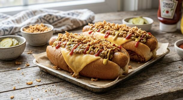 Better-Than-Takeout Cheesy Hot Dogs: The Ultimate Crispy-Onion Comfort Food with a Secret Homemade Sauce