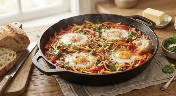 Upgrade Your Morning Eggs With This Easy, One-Pan Zucchini Shakshuka