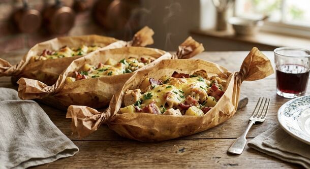 This Clever Paper Wrapping Technique Turns Boring Chicken and Spuds Into a Total Crowd-Pleaser