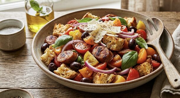 This Crispy Sausage Panzanella Is the Only Dinner Salad You'll Ever Need