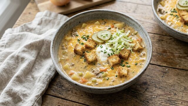 The Burger in a Bowl: How to Turn Simple Ground Beef Into a Luxurious, Ultra-Creamy Cheeseburger Soup