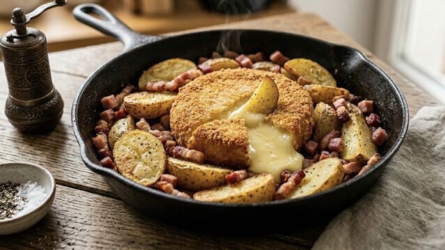 Forget the Meat Tonight: This Whole-Wheel "Brie Potato" Skillet Is the Ultimate Melting Cheese Luxury