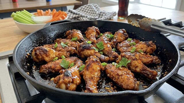 Sticky BBQ Chicken Wings: The Easy Skillet Secret to Making a Restaurant-Style Bar Snack at Home