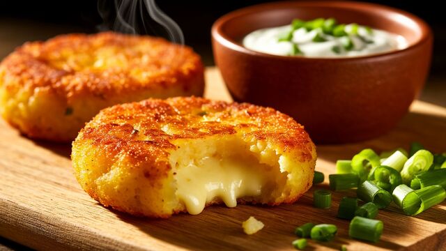 This Cheesy Potato Patty Recipe Is The Secret to a Perfectly Crispy & Gooey Breakfast