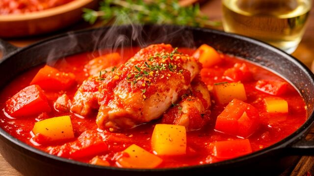 A Simple, One-Skillet Chicken Dinner That’s Packed with Rich Veggie Sauce