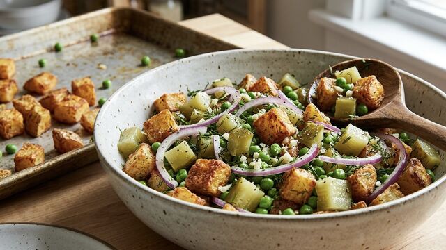 Crispy, Tangy, and Loaded: The Only Authentic 1-Pan Rustic Potato and Pickle Salad You Need Tonight
