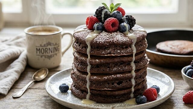 These Yeast-Free Chocolate Pancakes Are the Absolute Ultimate Fluffy Breakfast Shortcut
