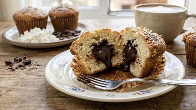 These Bakery-Style Gluten-Free Cottage Cheese Muffins Hide a Rich Chocolate Center
