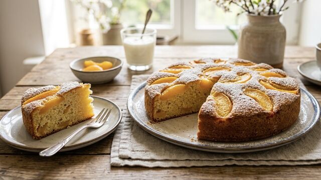The Juiciest Peach Cake You Can Make With a Can of Fruit and a Cup of Semolina