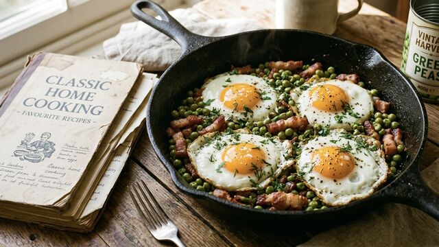The Vintage Cookbook Breakfast Trick That Upgrades Everyday Fried Eggs with a Humble Can of Peas