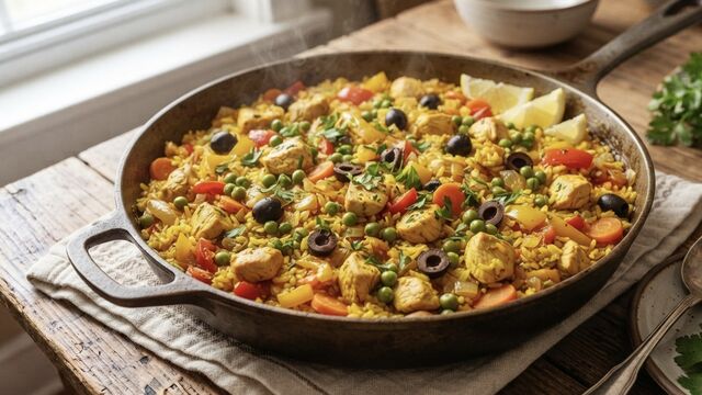 Skip the Boring Chicken and Rice and Whip Up This Easy One-Pan Paella Instead