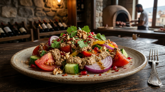 A Taste of Tbilisi: Mastering the Traditional Nut-Crusted Salad Usually Served with Georgian BBQ