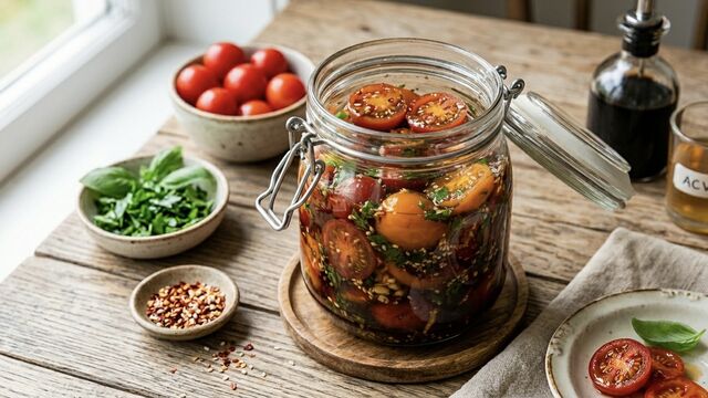 7-Minute Quick-Pickled Korean Tomatoes: The Ultimate Spicy, Fresh Side Dish for Meat and Potatoes