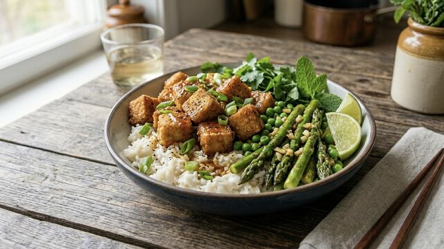 The Secret to Extra Crispy Tofu Served Over Velvet Coconut Rice