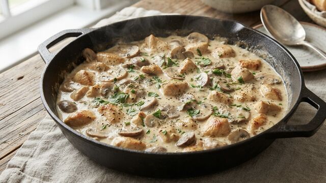 This 20-Minute Creamy Chicken and Mushroom Skillet Feels Like a Restaurant Dinner