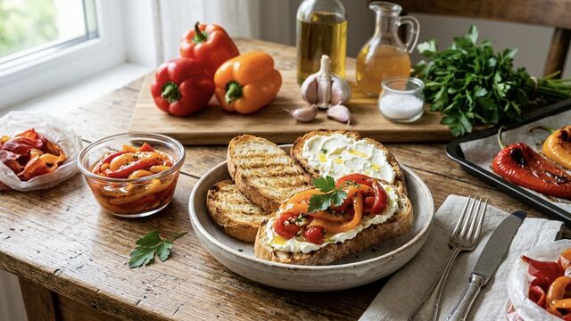 These Easy Marinated Peppers Are the Perfect Crispy Toast Topping